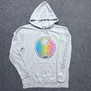 Vans Off The Wall‎ Grey Palm Tree Graphic Hoodie Sweatshirt XL